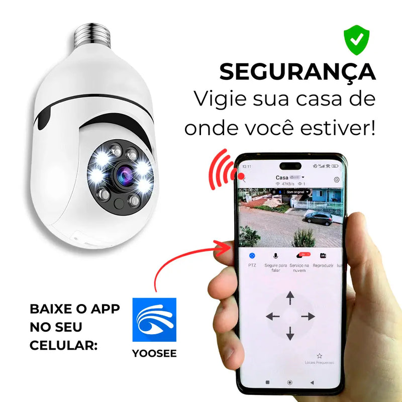 [LEVE 4 PAGUE 1] Câmera de Segurança HD 360° com Visão Noturna + BRINDES: Kit Casa Inteligente