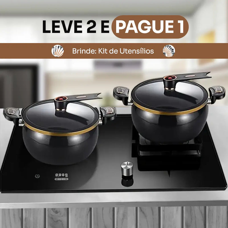 [Leve 2 Pague 1] Panela de Aço Inox Duble Anti-Explosões 8 em 1 + BRINDE: Kit Utensílios